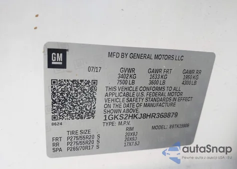 2017 GMC Yukon Xl Denali from USA, damaged, VIN 1GKS2HKJ8HR368879